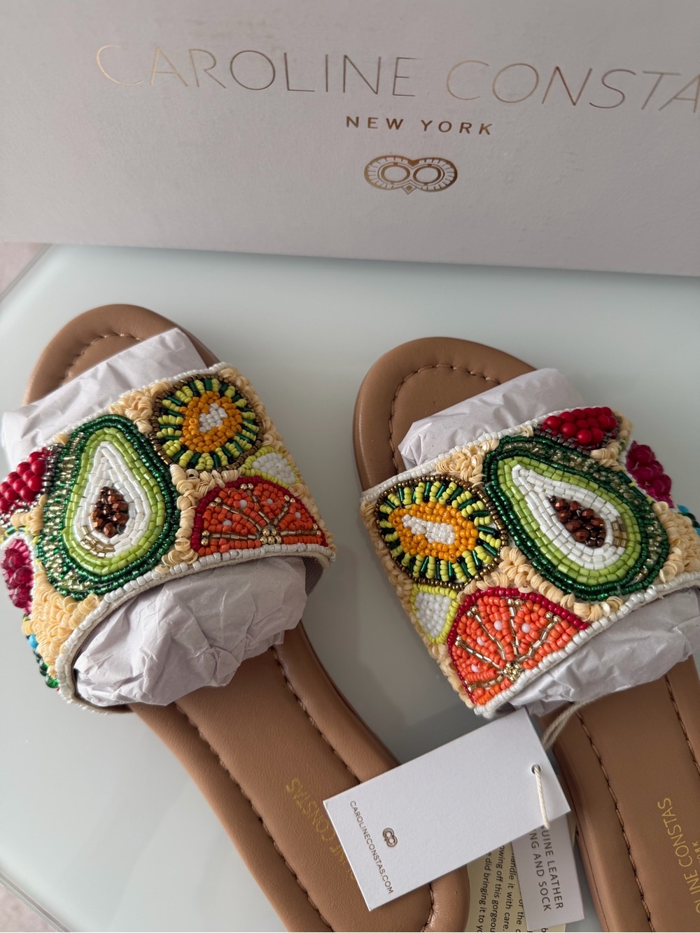 Caroline Constas Multicolor Beaded Slide Sandals - Picture 2 of 5